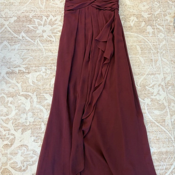 Davids Bridal Wine Red Dress Burgundy Maroon Sweetheart Chiffon Strapless size 4 - Picture 3 of 6